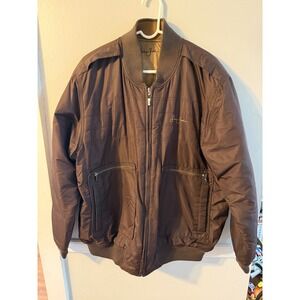 Sean John Men's Brown Puffer Bomber Jacket Quilted Lined Full Zip reversible